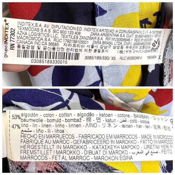 ZARA Floral Print Off The Shoulder Linen Blend Midi Dress XS - Picture 11 of 12